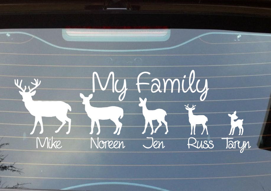 Deer Family Car Window Decal Country Decal With Names & My Etsy