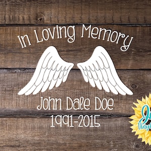 In Loving Memory Car Window Decal With Angel Wings | Car Decals
