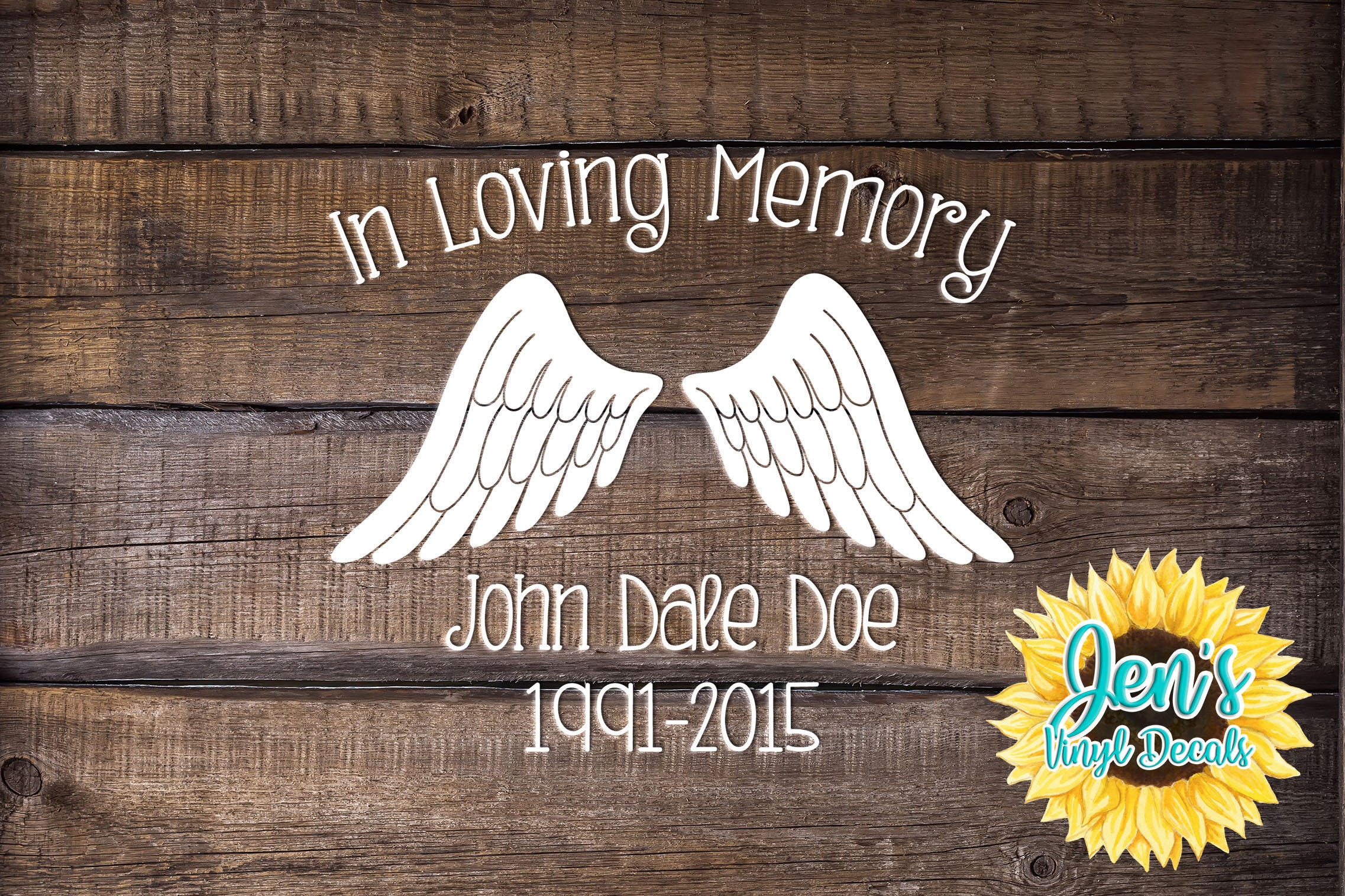 In Loving Memory Car Window Decal With Angel Wings Car Etsy