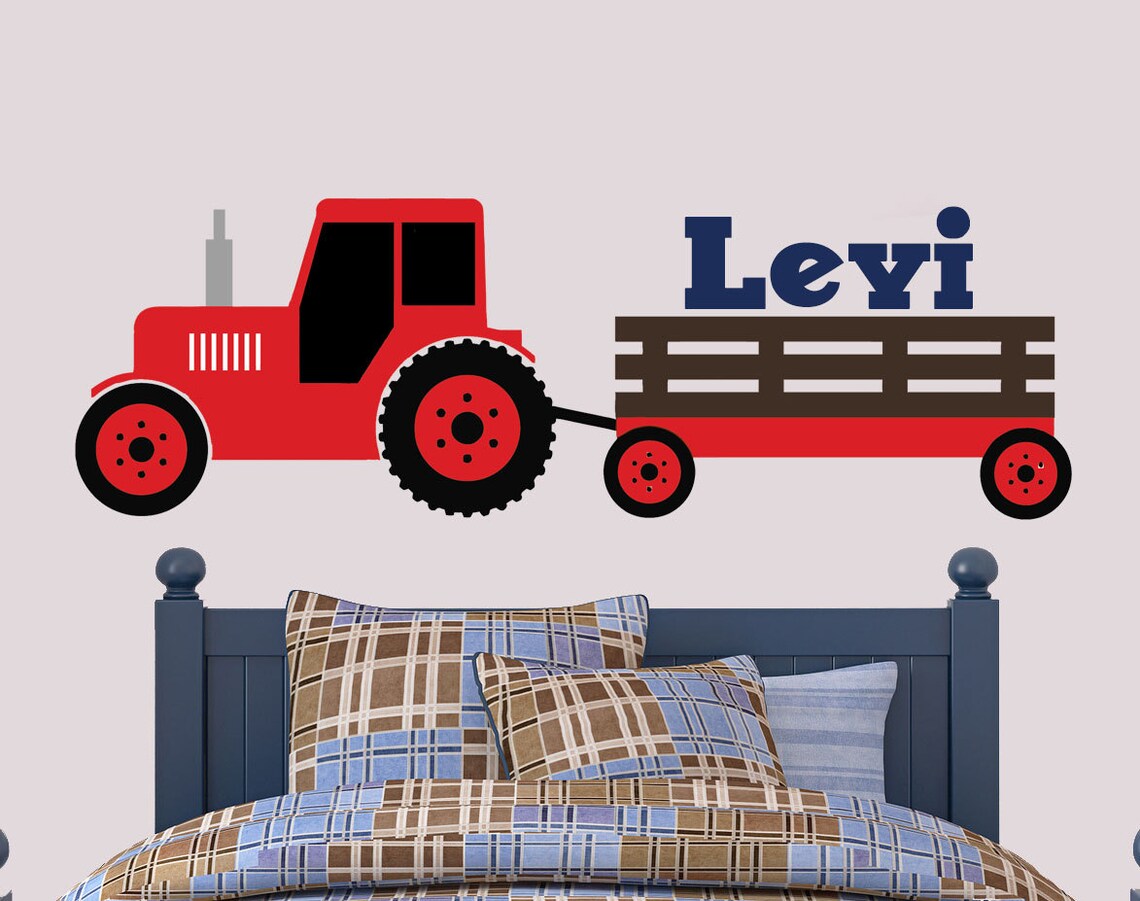 Tractor Wall Decal Red Tractor Wall Decal Boys Bedroom Etsy