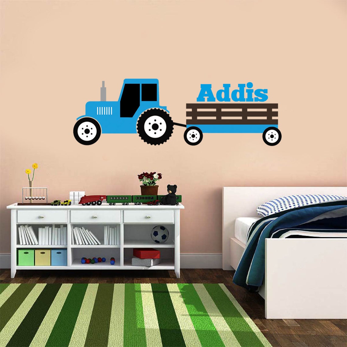 Tractor Wall Decal Blue Tractor Wall Decal Boys Bedroom Etsy