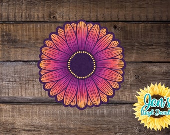 Hand drawn Amethyst African Gerbera Daisy Car Window Decal | Flower Car Window Decal | Flowers Amethyst African Gerbera Daisy