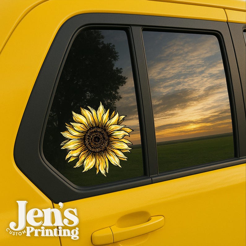 Sunflower Car Decal: Waterproof Vinyl Sticker for Laptop, Tumbler ...