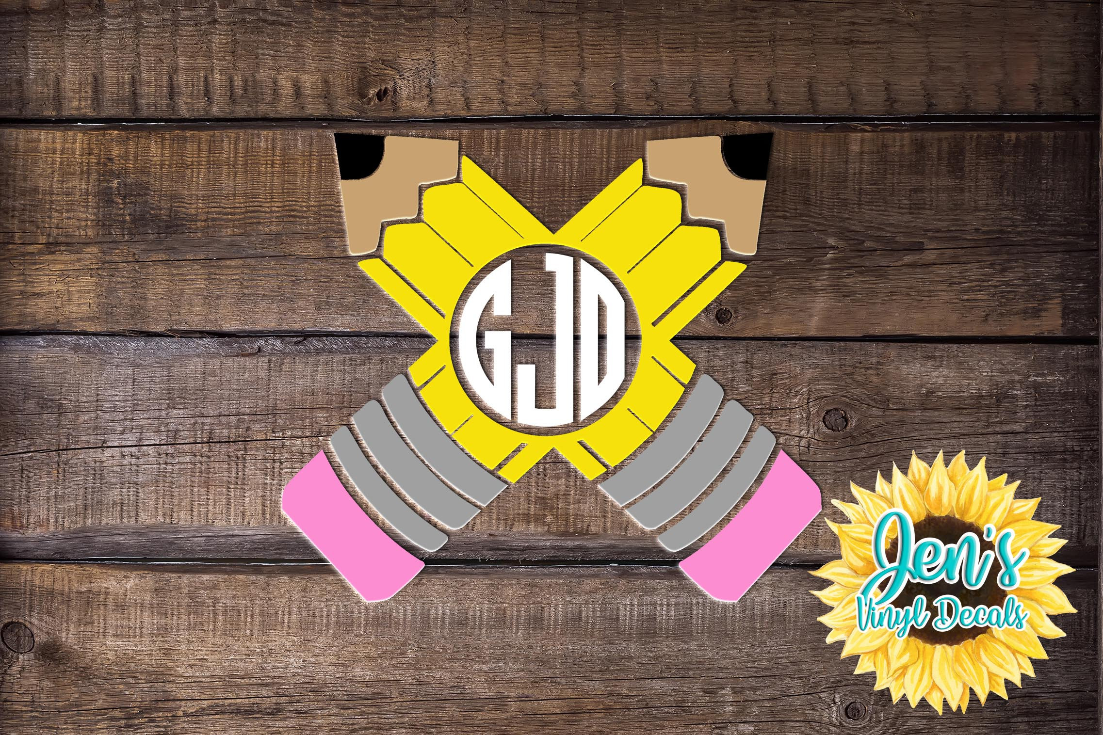 Pencil Monogram Decal | Teacher Gift, Car Or Cup Sticker