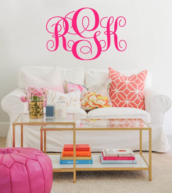 Monogram Wall Decal Initial Wall Decal Nursery Decal Etsy