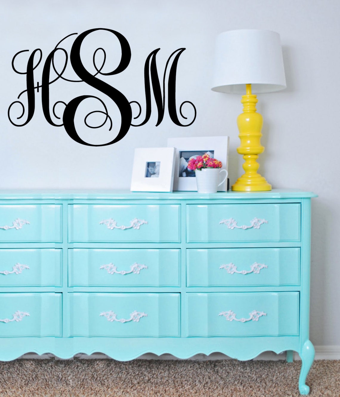 Monogram Wall Decal Initial Wall Decal Nursery Decal Etsy