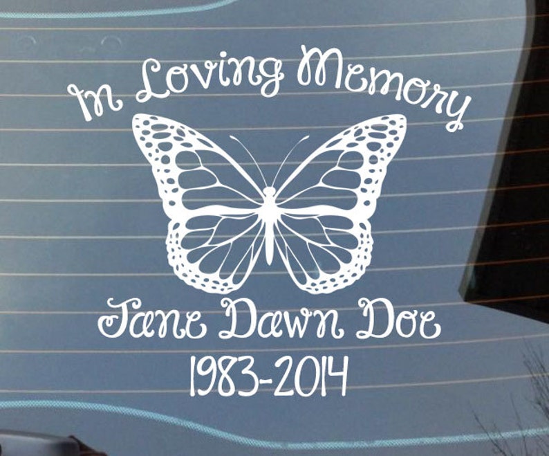 In Loving Memory Car Window Decal With A Butterfly Car | Etsy