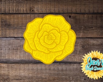 Hand drawn Yellow Rose Flower Car Window Decal | Flower Car Window Decal | Flowers Yellow Rose