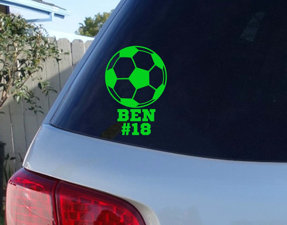 Soccer Ball Car Decal With Child's Name and Team Number Etsy
