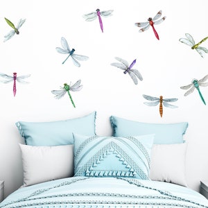 Dragonfly Wall Decals Bedroom Decoration Bug Collections Stickers Bathroom Decor colorful dragonfly Theme Decals