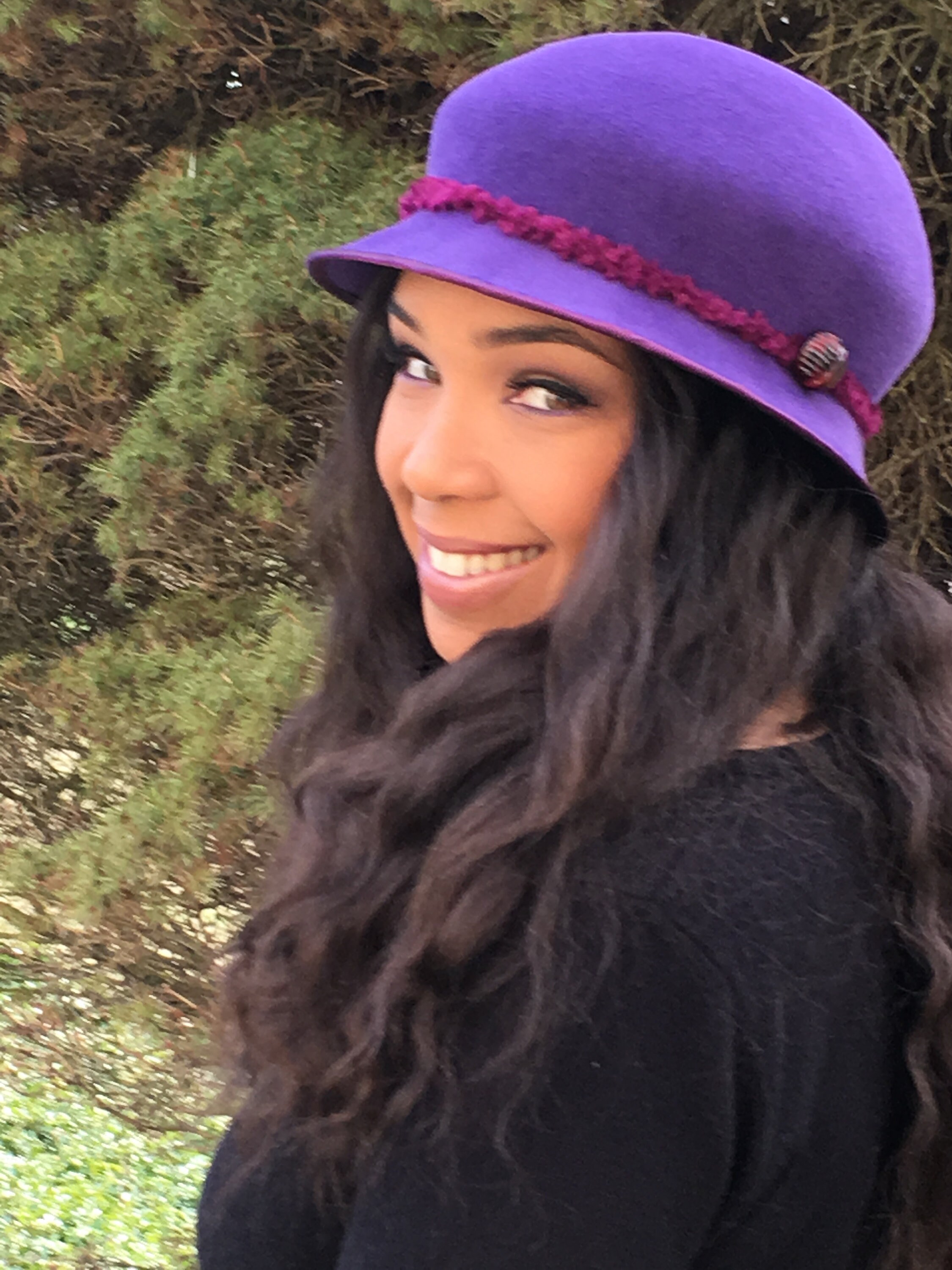 Purple Velour Felt Cloche-ruby Chenille 