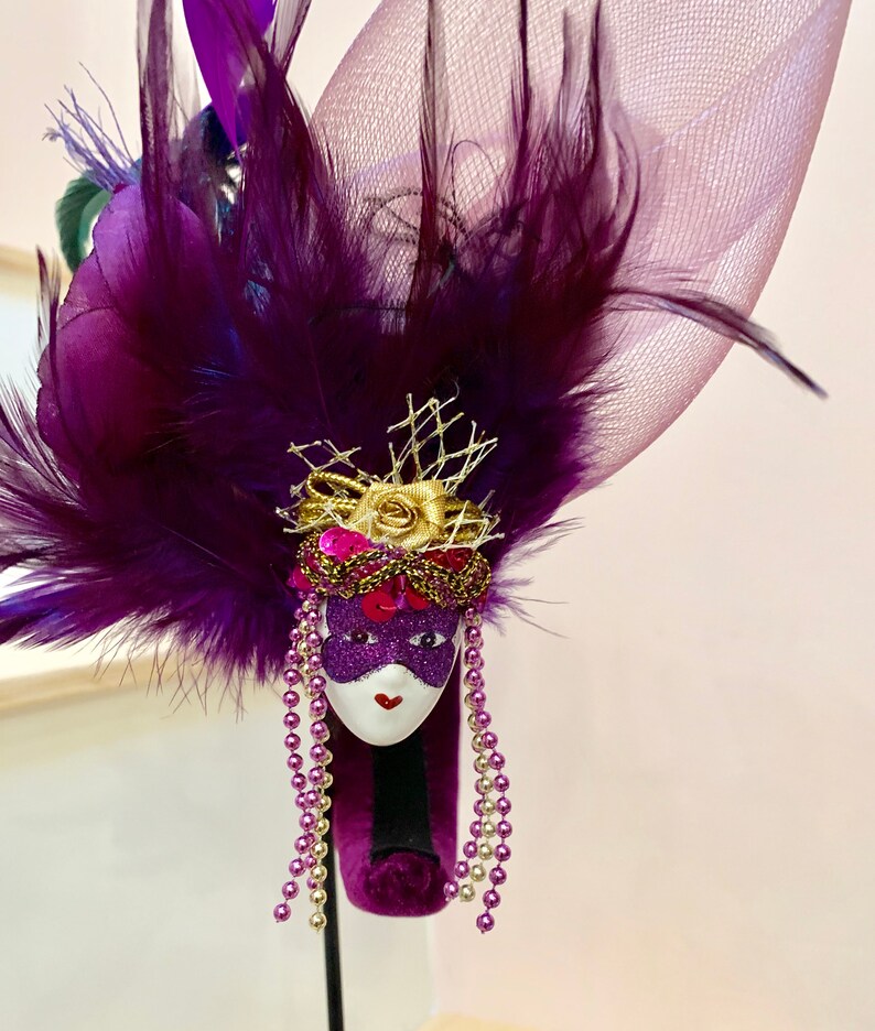 Mardi Gras Head Piece-Carnival-Fat Tuesday-Party-Custom headband-Made to order, No two exactly alike All similar New Orleans style image 5