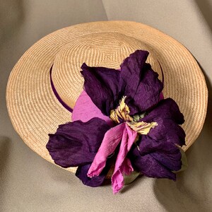 Sweet Sunny Day Hat- Church Hat-Derby Hat-Polo-Kentucky Derby-Garden Party-Wedding-Special Occasion Hat-Iris-Purple Flower-Summer Hat !