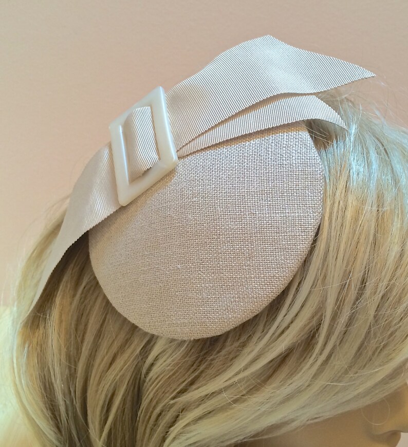 Beige Fascinator Linen Wedding fascinator small beige ivory Etsy