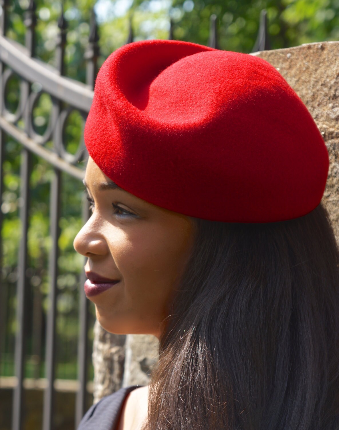 Red Wool Contoured Vintage Styled Pill 