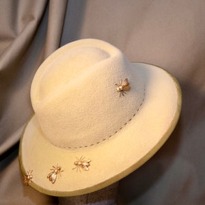 Celery Green velour felt Fedora- Church Hat- Casual Hat-Special Occasion Hat-Woman’s Hat-Unisex Hat-Winter Race Hat-Light Green Felt Fedora