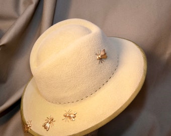 Celery Green velour felt Fedora- Church Hat- Casual Hat-Special Occasion Hat-Woman’s Hat-Unisex Hat-Winter Race Hat-Light Green Felt Fedora