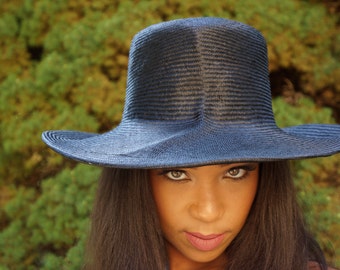 Black Parasisal Straw Sculptured Hat with Brim-Wedding-Race hat-Polo Matches-Chruch hat-summer hat-Perfect for the beach-Destination wedding