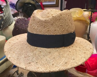 UNISEX Fedora Knotted Straw Hat-CUSTOM ORDER!- for a man or woman- Customize band color-Beach Sun Hat- Gift!-Race Track-Cruise-Go to Hat!