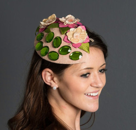 Jeweled Suede Fascinator Suede 