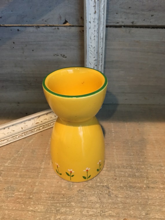 Yellow Ceramic Egg Holder Vintage Egg Cup Retro Kitchen Etsy