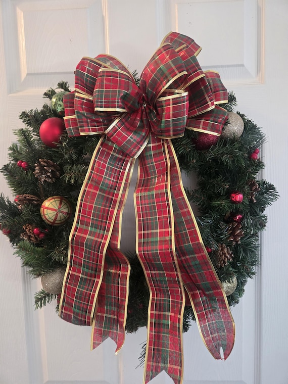 Gold and Red Holiday Wreath