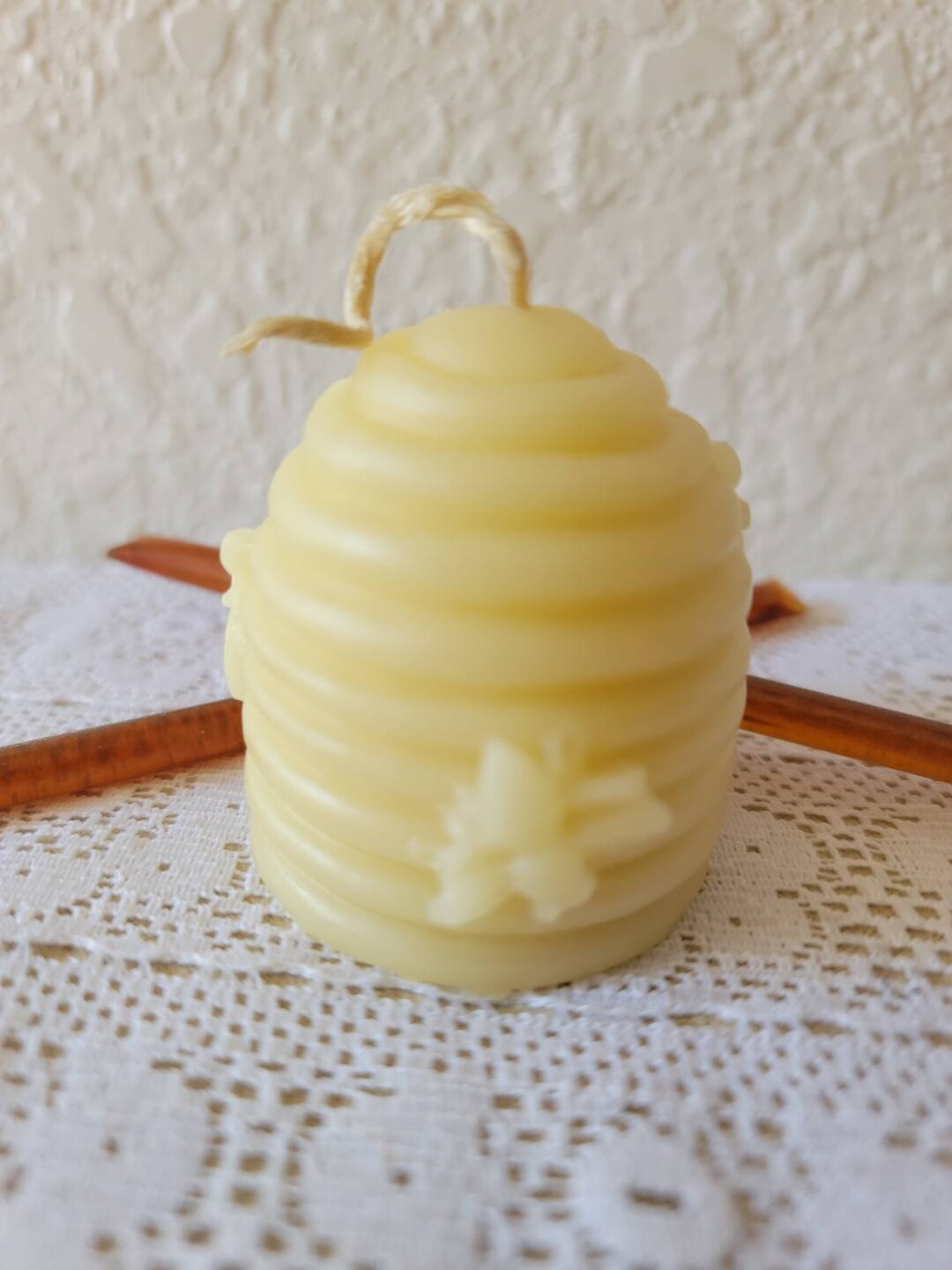 100 Beeswax Candle Warm and Soothing Glow Beehive Shape With Bee's