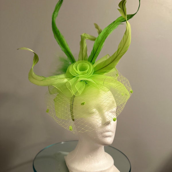 Kentucky Derby Lime Green Fascinator “Chartreuse on the Loose"