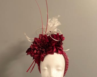 Kentucky Derby Red Fascinator &quot;Ruby Delight&quot; - deep red