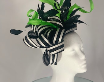 Kentucky Derby Black and White Fascinator - “Jester of the South”