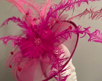 SOLD Kentucky Derby Hot Pink Fascinator "Coming in Hot"