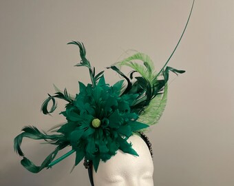 SOLD Kentucky Derby green fascinator "Jaded For Joy" SOLD