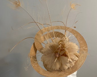 SOLD Kentucky Derby Beige Tan Fascinator -"Oats and Whey" SOLD