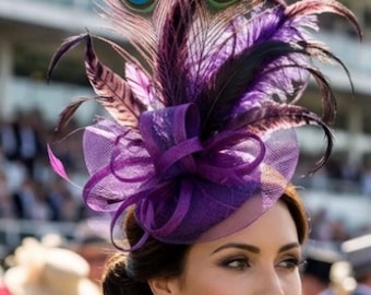 Kentucky Derby Purple Fascinator - "Purple Petite Perfection"
