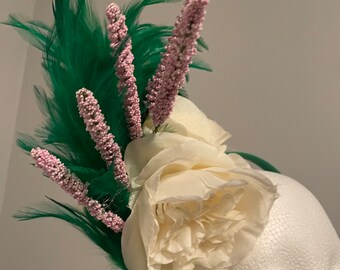 SOLDKentucky Derby Green and pink  Fascinator “Creative Kelly ”