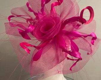 SOLD -Kentucky Derby Lg. Fascinator (fuchsia) "Statement Maker” SOLD