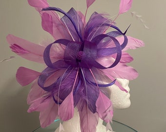 SOLD Kentucky Derby lavender purple orchid lg. Fascinator "Obsessed"