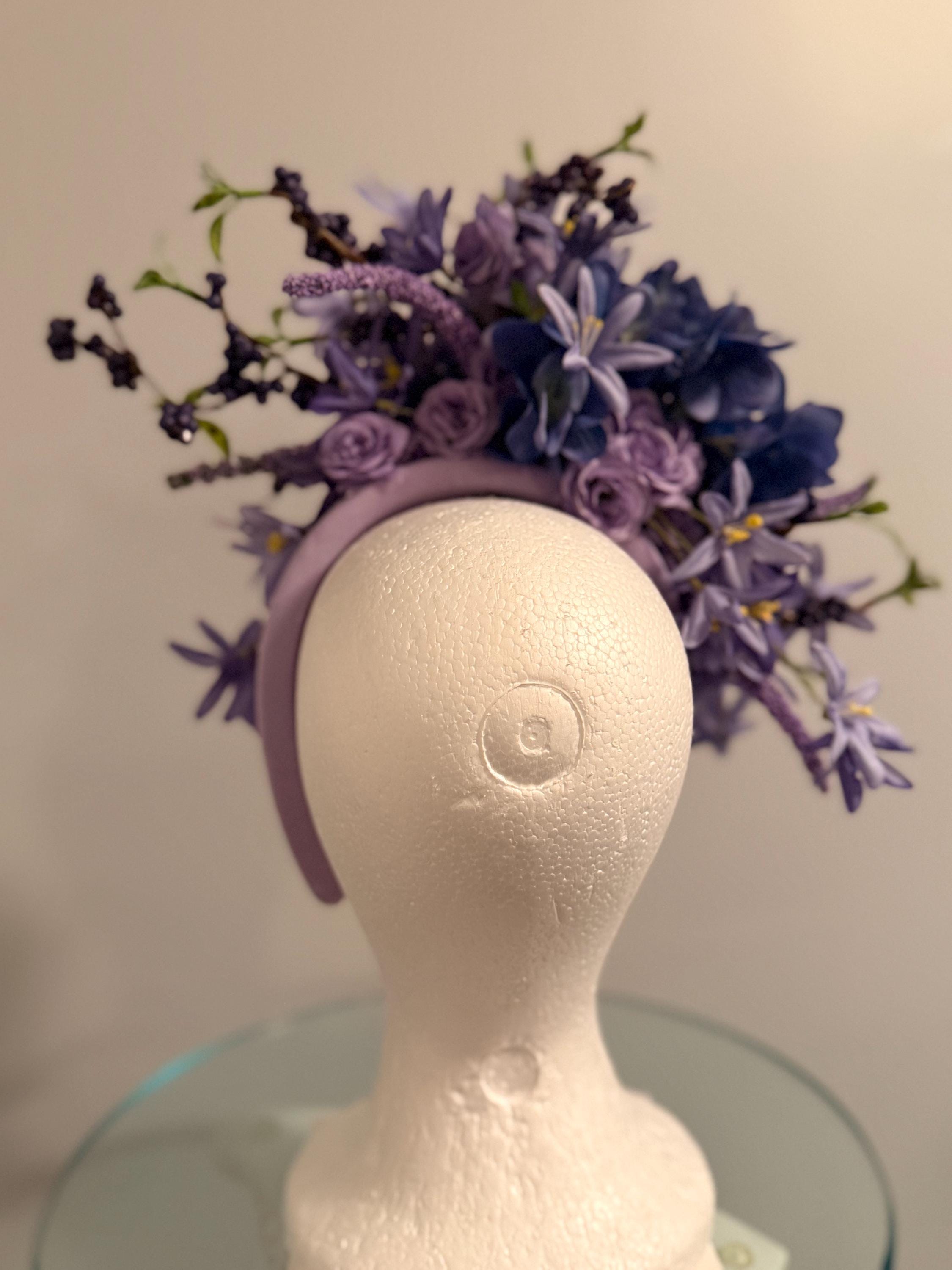 Purple Iris Floral Fascinator perfect for The Derby Lilac Kentucky Derby Fascinator: Lavender Wedding Race Hat main image 3