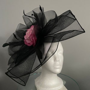 Kentucky Derby  Black and Pink Fascinator "Courageous Filly"