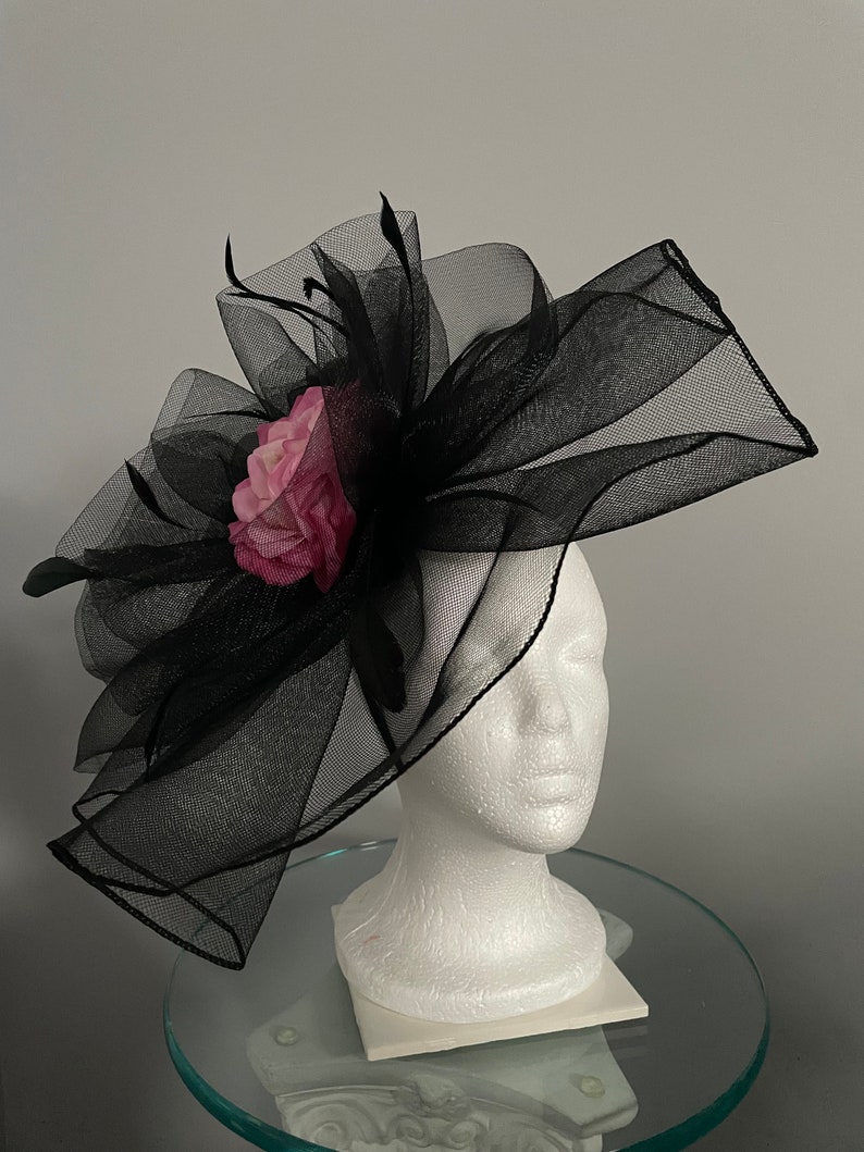 Kentucky Derby Courageous Filly fascinator noir et rose image 1