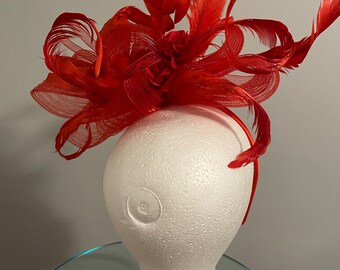 Kentucky Derby Red Fascinator "Ready to Race Today"