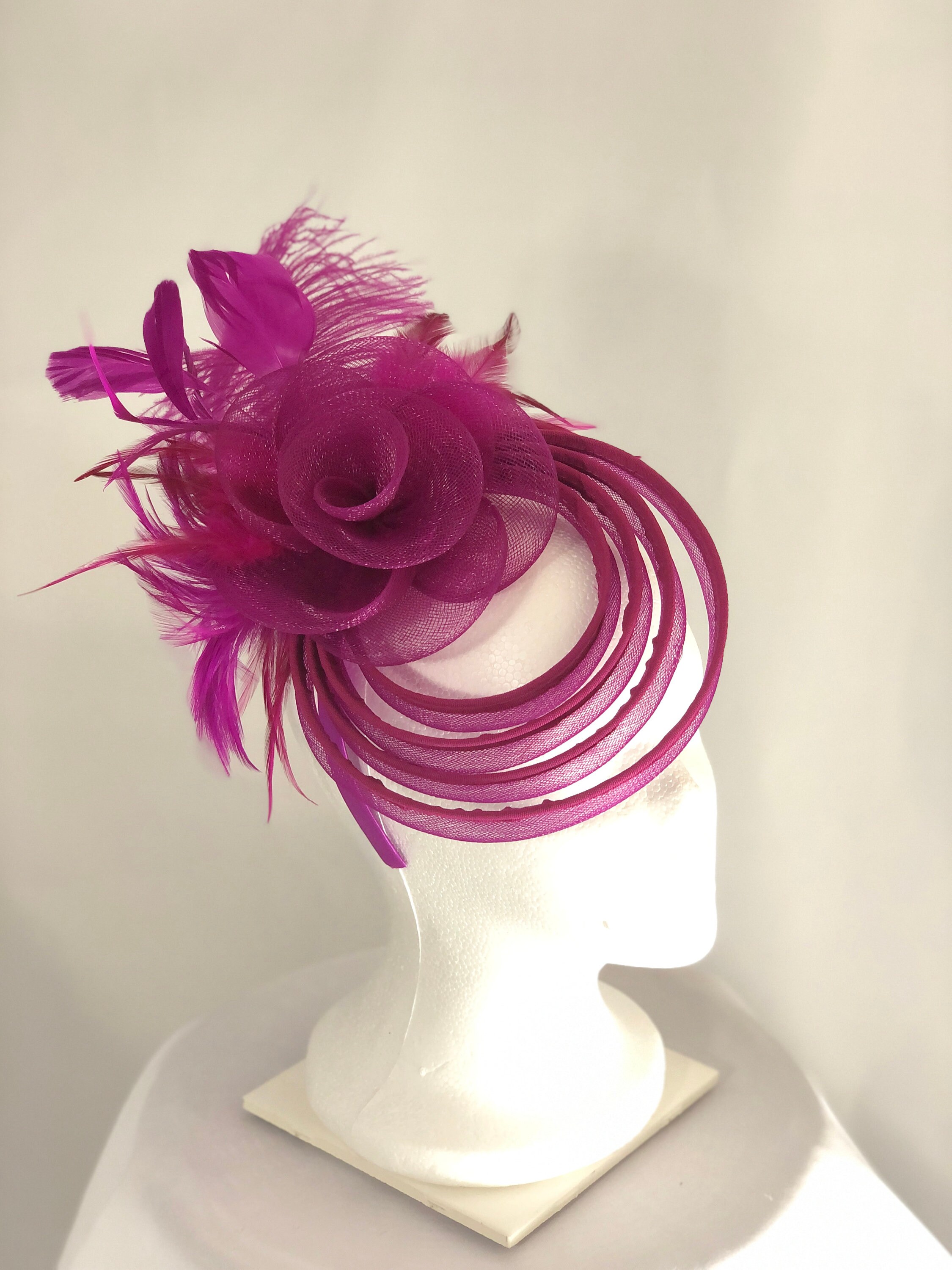Magenta fascinator hat Clearance