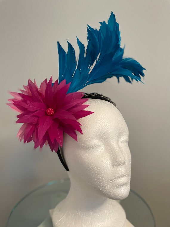 Kentucky Derby Hot Pink and Blue Fascinator  display picture 3
