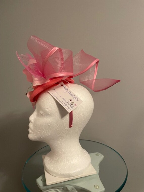 Oversized Statement Classic Pink Bow Headband Fascinator Kentucky Derby Oaks Pink Extra Large Bow Statement Kentucky Derby Fascinator Hat  main image 3