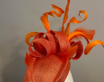 Breeders&#39; Cup or Kentucky Derby Orange Fascinator &quot;Twisted Citrus&quot;