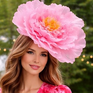 Kentucky Derby Fascinator, large Huge oversized pink flower statement fascinator