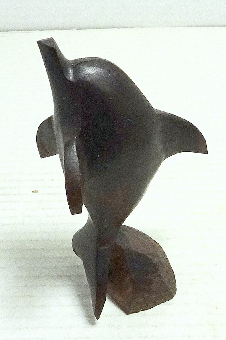 Jumping Dolphin; Ironwood Carving From Mexico