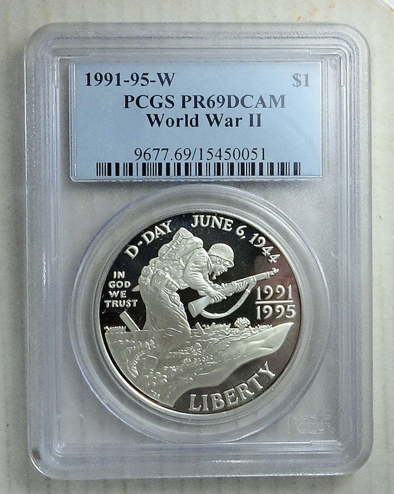 1991-95-W One Dollar World War 2 PCGS; PR 69 DCAM