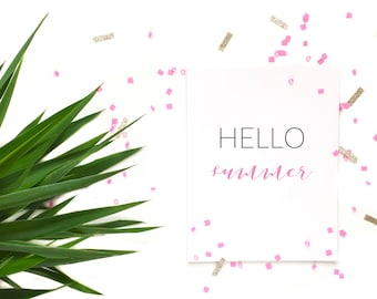 Hello Summer 8x10 printable digital download, Summer Sign Print, Summer Decor, Season, Seasonal Print