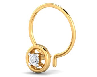 KuberBox Round 0.04 Carat Nose Ring 18K White Gold SI-HI Certified Diamonds